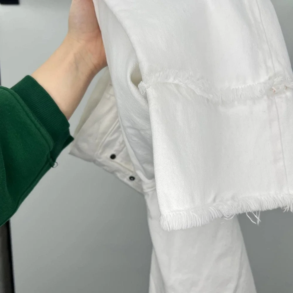 AO.LA Alice + Olivia Amazing High Rise Jeans Women's 29 White Double Denim Hem - Picture 7 of 7